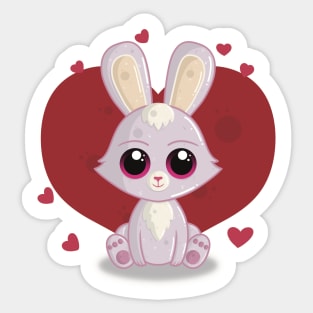 Little Cute Valentine Love Heart Bunny Sticker